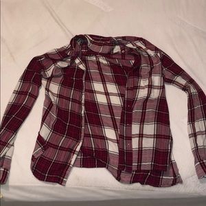 red and white plaid flannel.